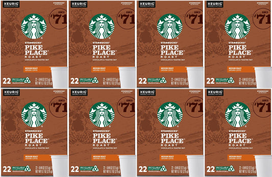 176 COUNT Starbucks Pike Place K-Cups (8 Boxes of 22 Count) Best Before 7/2020