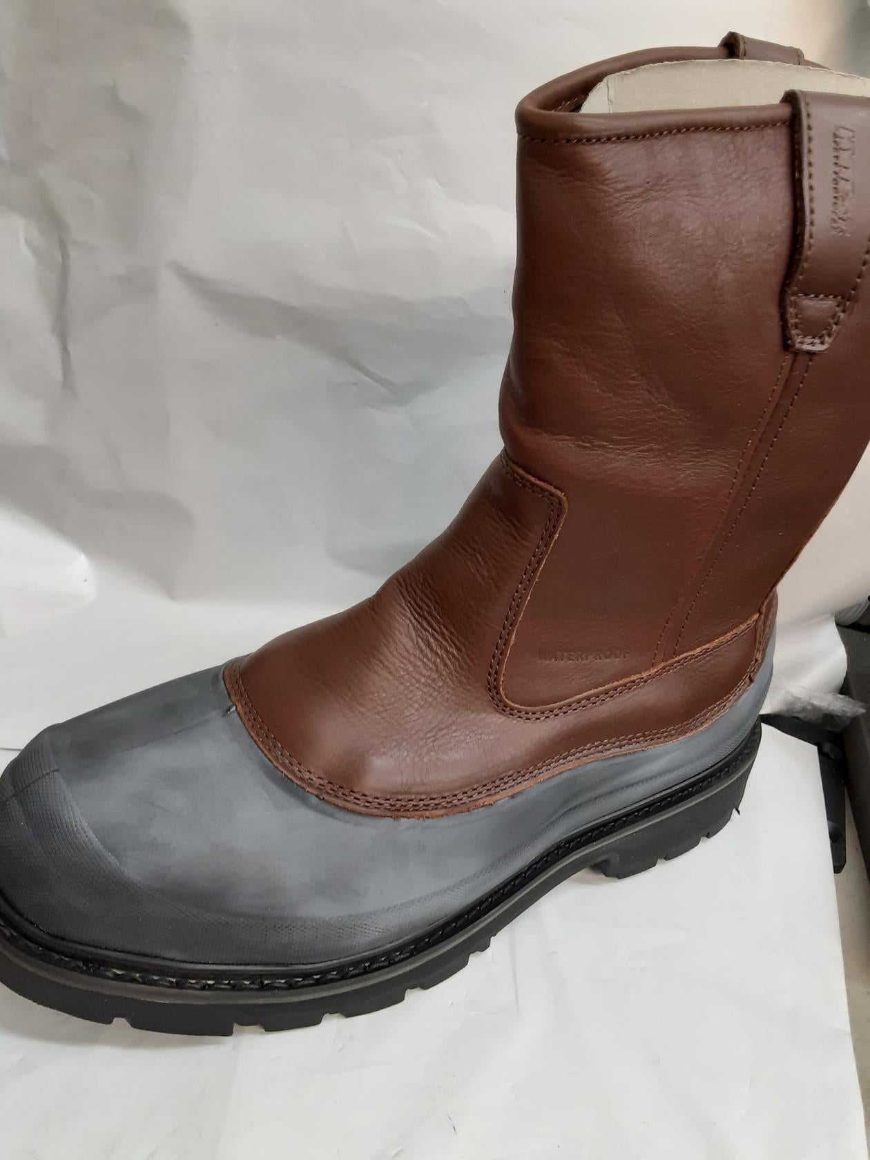 Defects* Hytest WPF Wellington Steel Toe, EH, Brown, K15761, Size 11 Wide, Mens