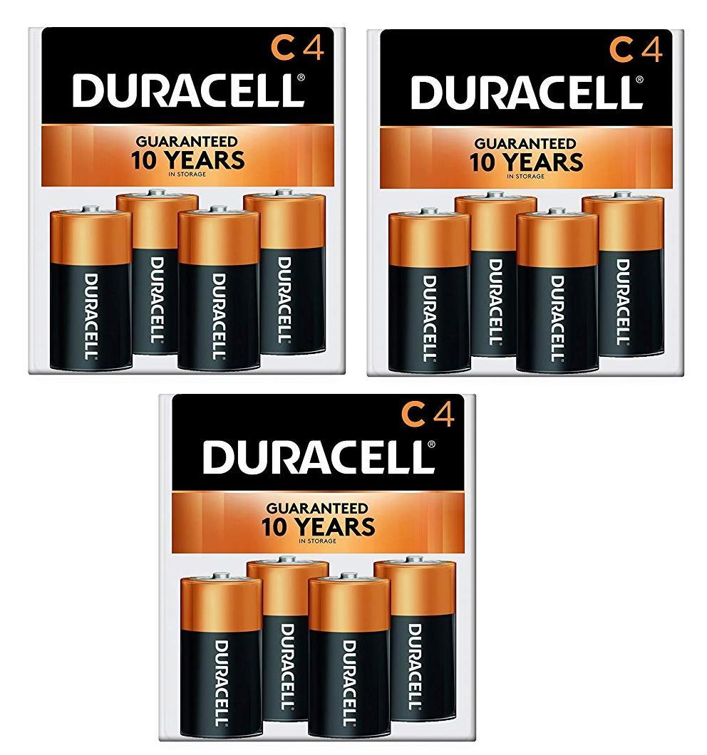 Duracell - CopperTop C4 Alkaline Batteries- long lasting- 4 count *Lot of 3