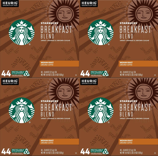 176 Count Starbucks Breakfast Blend Medium Roast K-Cups Best Before October 2020