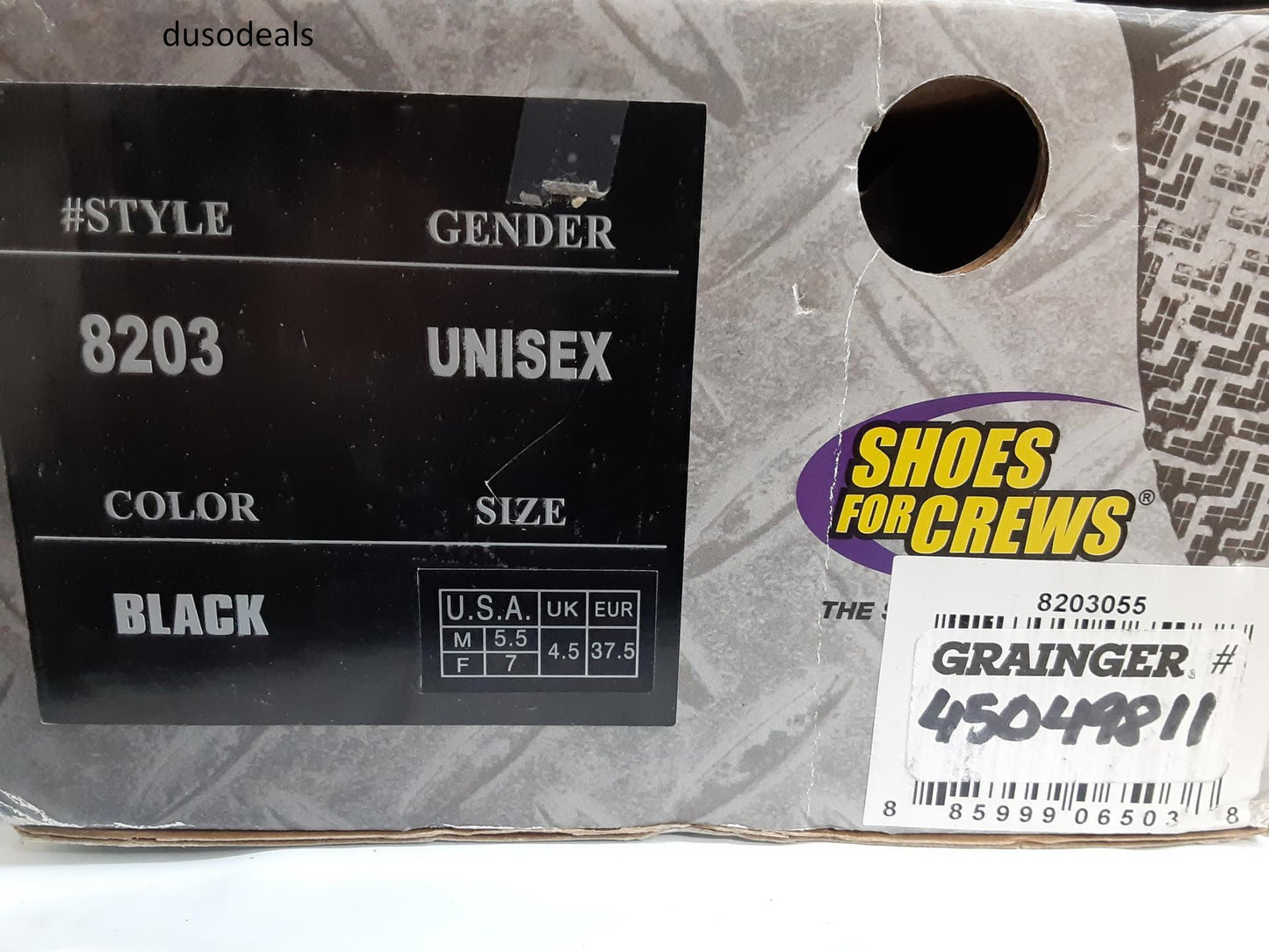 ShoesForCrews,SFC PRO, Grainger, 8203, Black, UNISEX, 5.5 M/7 F, open box