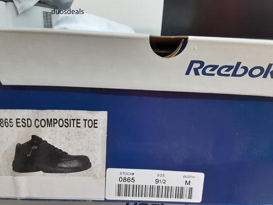 Reebok ESD Comp Toe Black Shoes, Size 9.5 MEDIUM MENS- New/Open Box