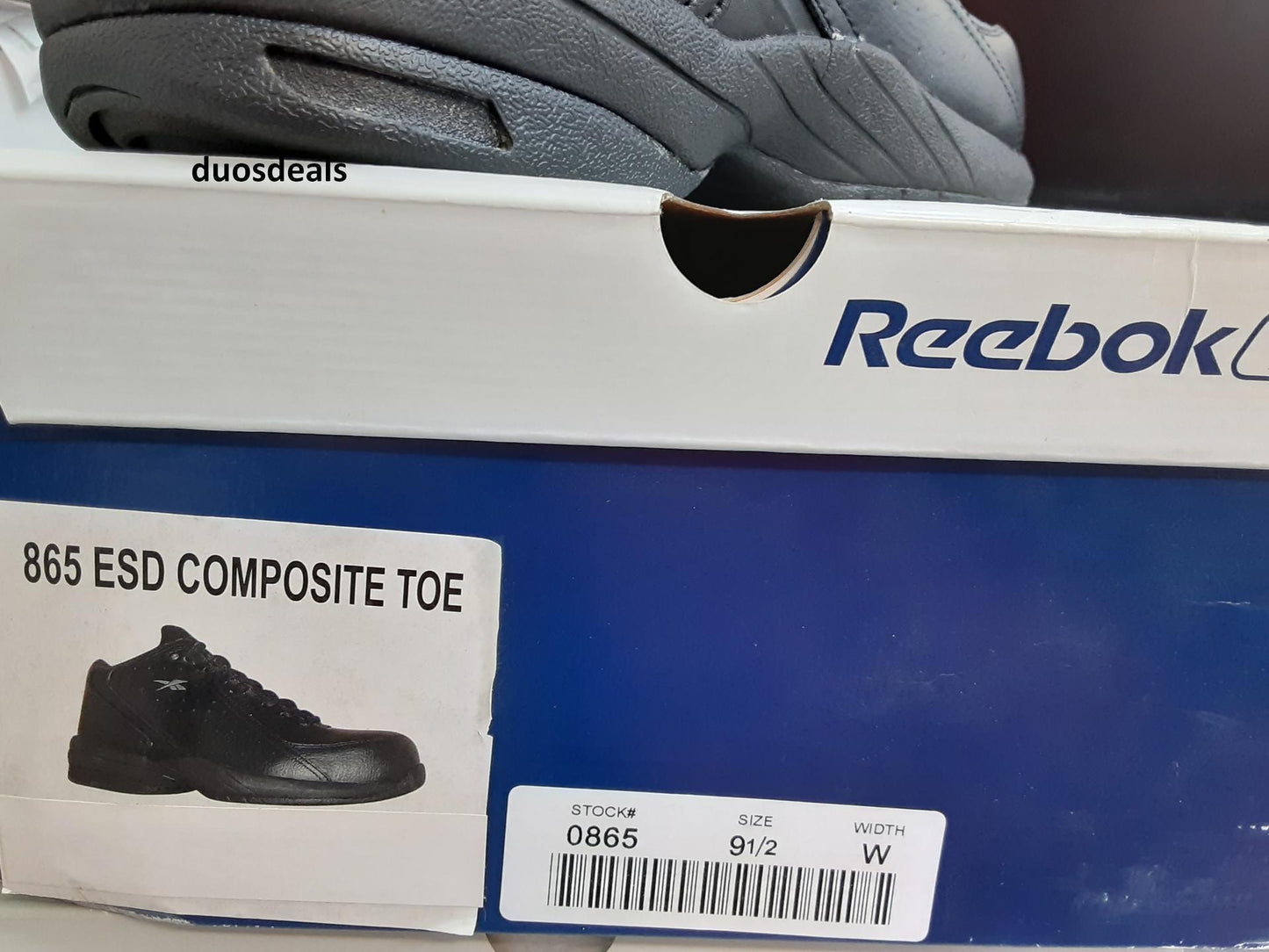 Reebok ESD Comp Toe Black Shoes, Size 9.5 Wide, 0865 Open Box