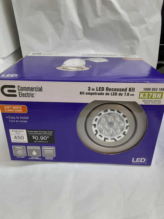 Commercial Electric LED Recessed Kit 3" - K37BN, Brushed Nickel-  ONE