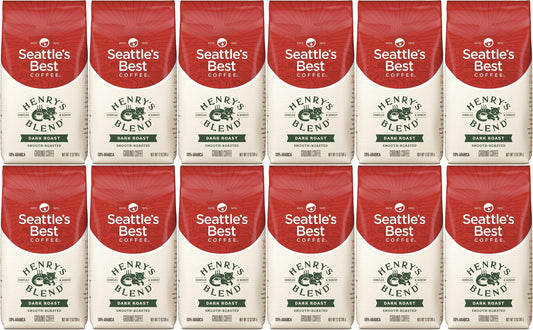 12 PACK Seattle's Best Coffee Henry's Blend Dark Roast Ground 12 OZ EA 10/2020