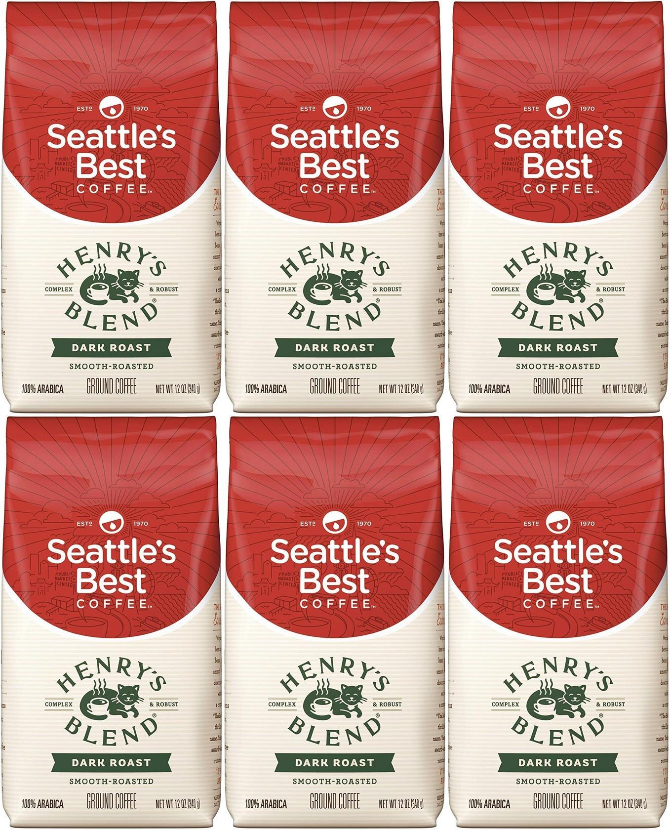 Seattle's Best Coffee Henry's Blend Dark Roast Ground Coffee, 12 OZ CASE 10/2020