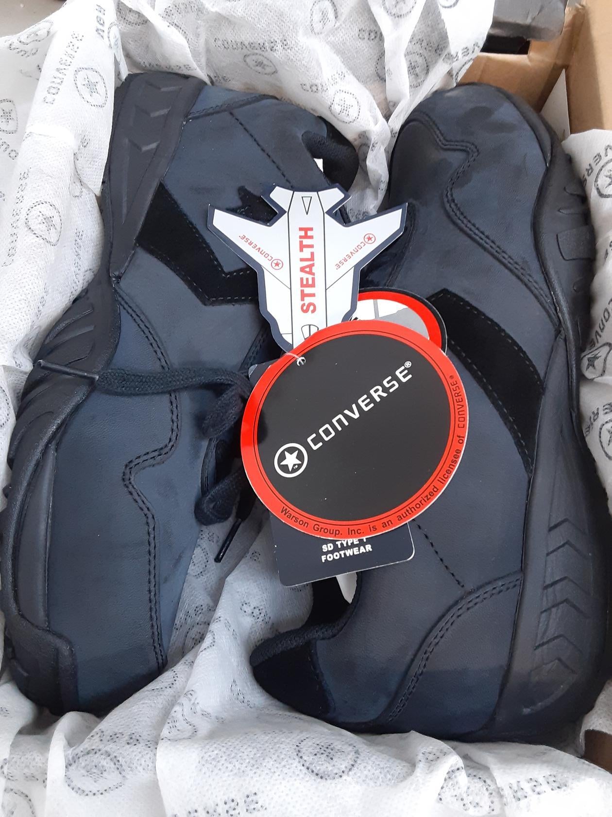 Converse Work Low Profile Euro Casual, Black, C946, Size 9.5 Medium Men Soft Toe