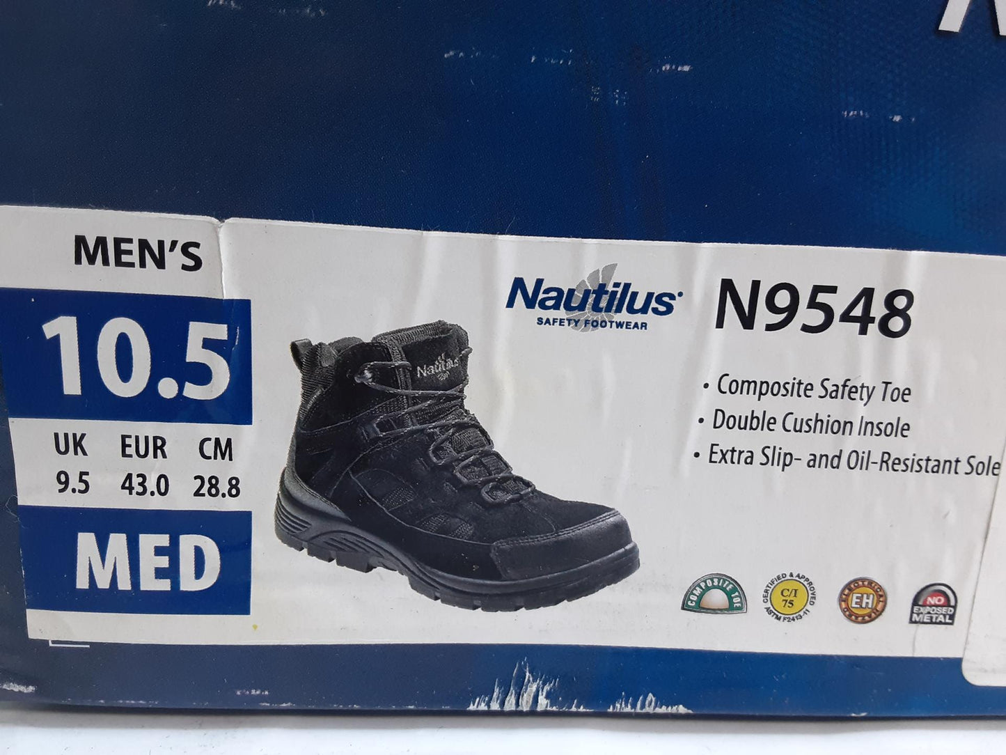 Nautilis Safety Footwear N9548, Black, Wtrpf, Comp Toe, Size 10.5 M Mens