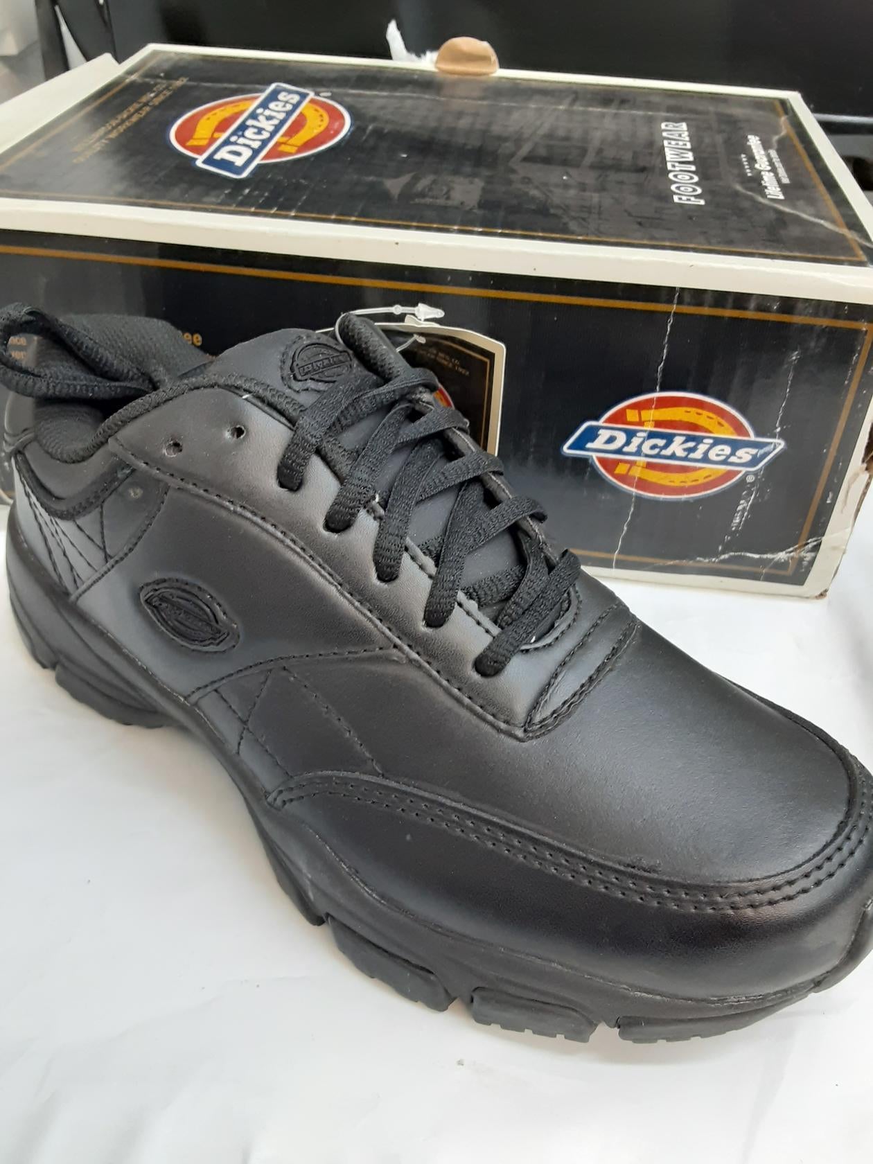 Dickies Slip Resistant, Quilted Oxford, CD3220, Size 7.5 Wide Women, Black