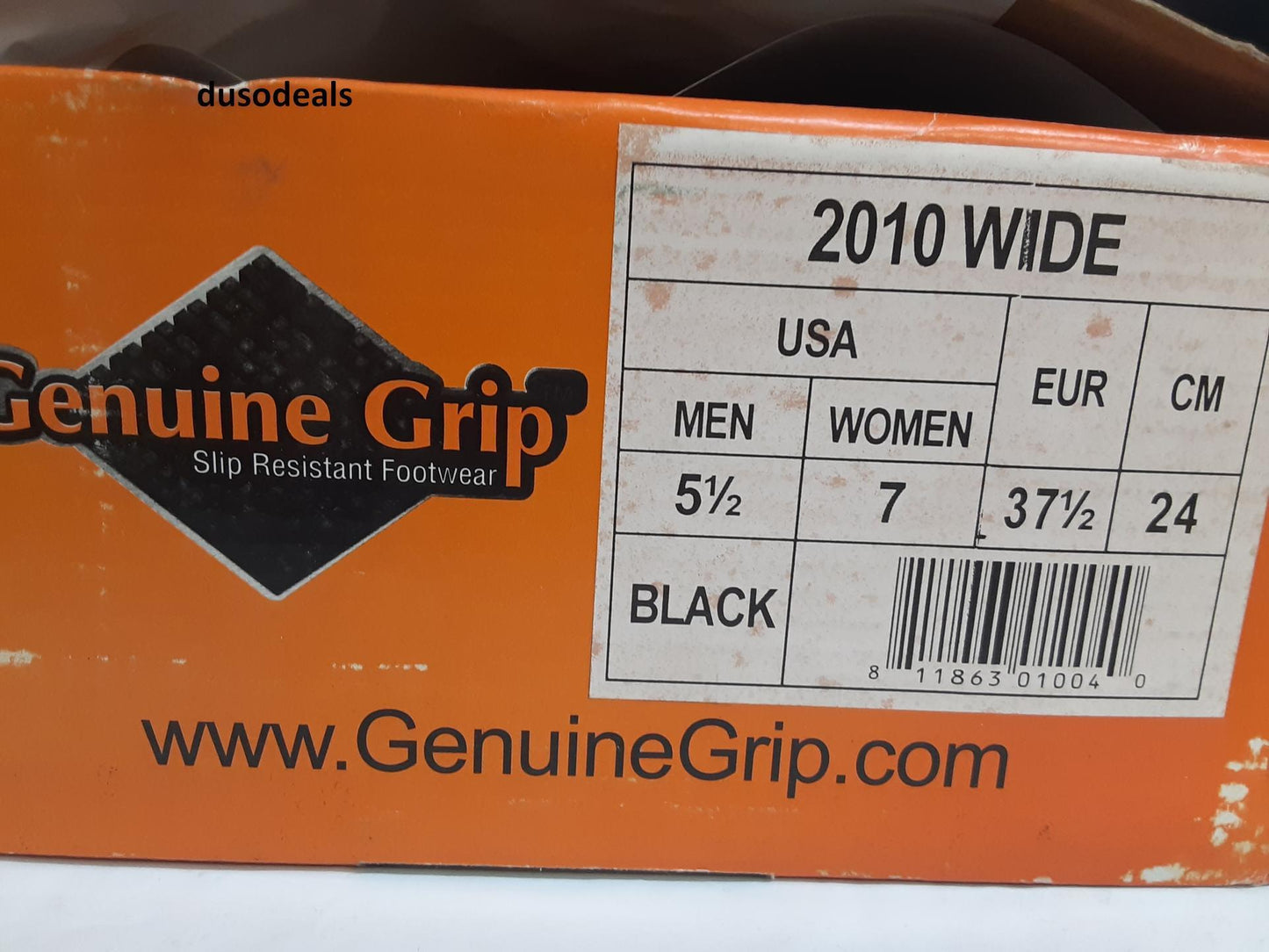 Genuine Grip , SR, Footwear, '2010wide', Unisex sizes Men: 6/Women: 7.5 BLACK