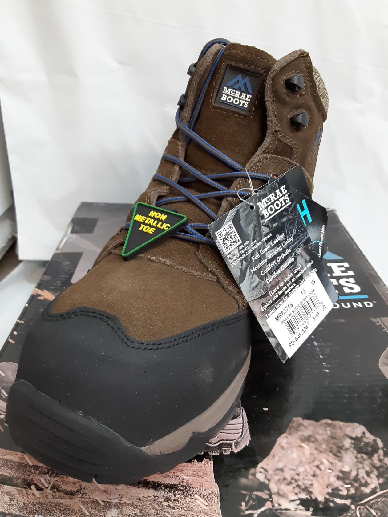 McRae Brown Suede Comp Toe Hiker, MR83716, Size 13Wide, Mens