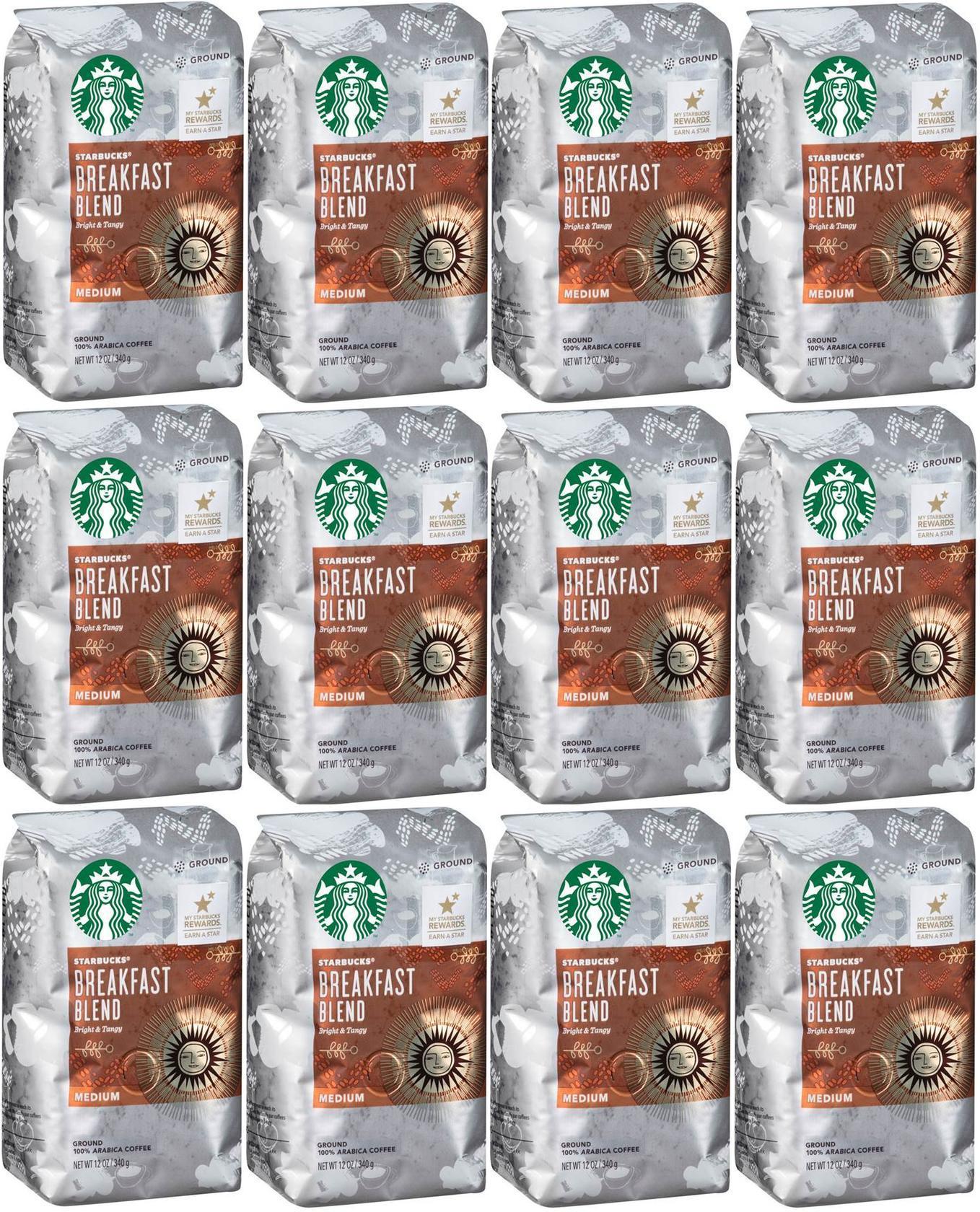 12 PACK Starbucks Breakfast Blend Ground Coffee 12 OZ Best Before November 2020