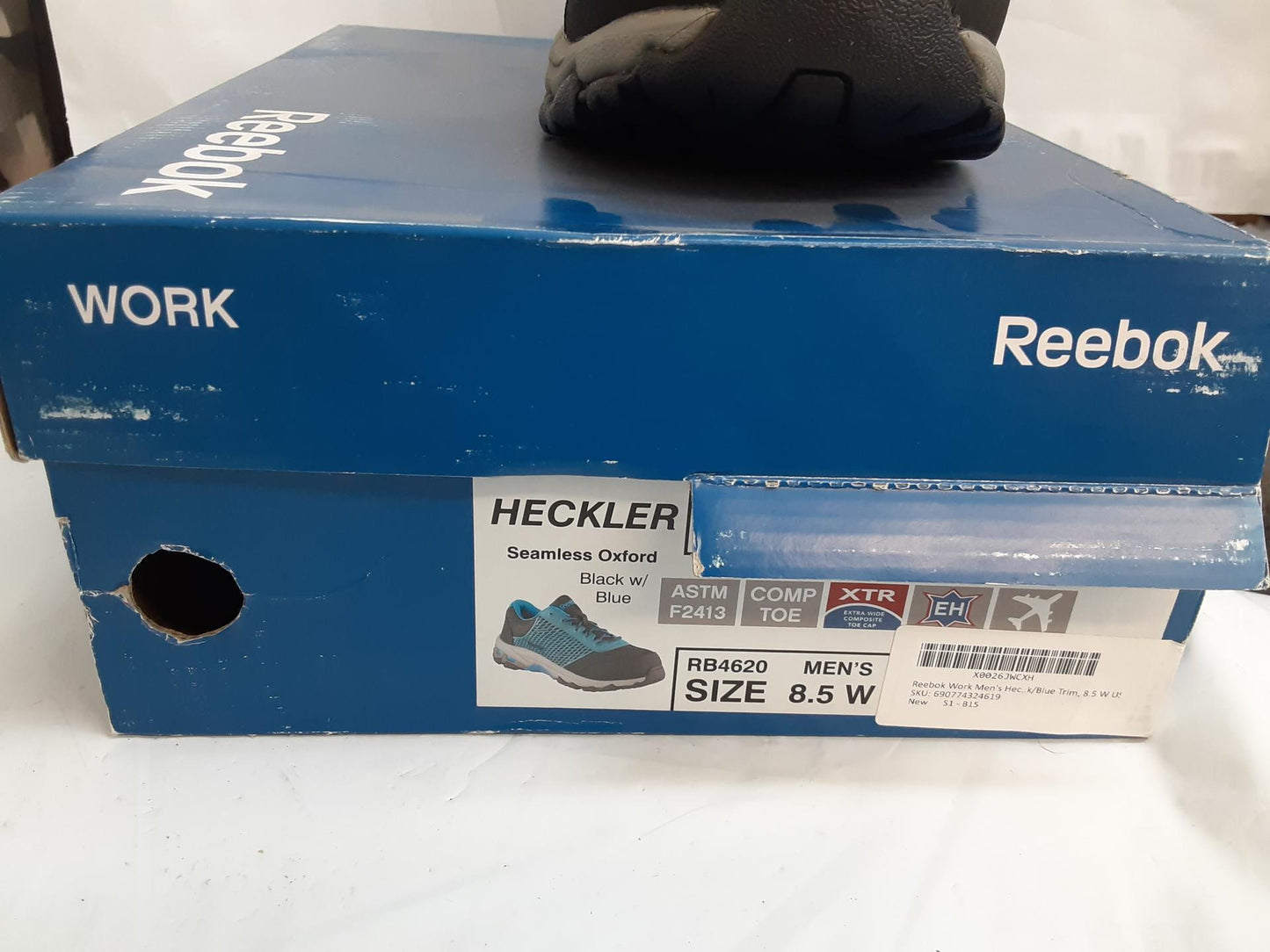 Reebok Work Heckler Seamless  Oxford Size 8.5 Wide-* PREOWNED-* Black/Blue MENS