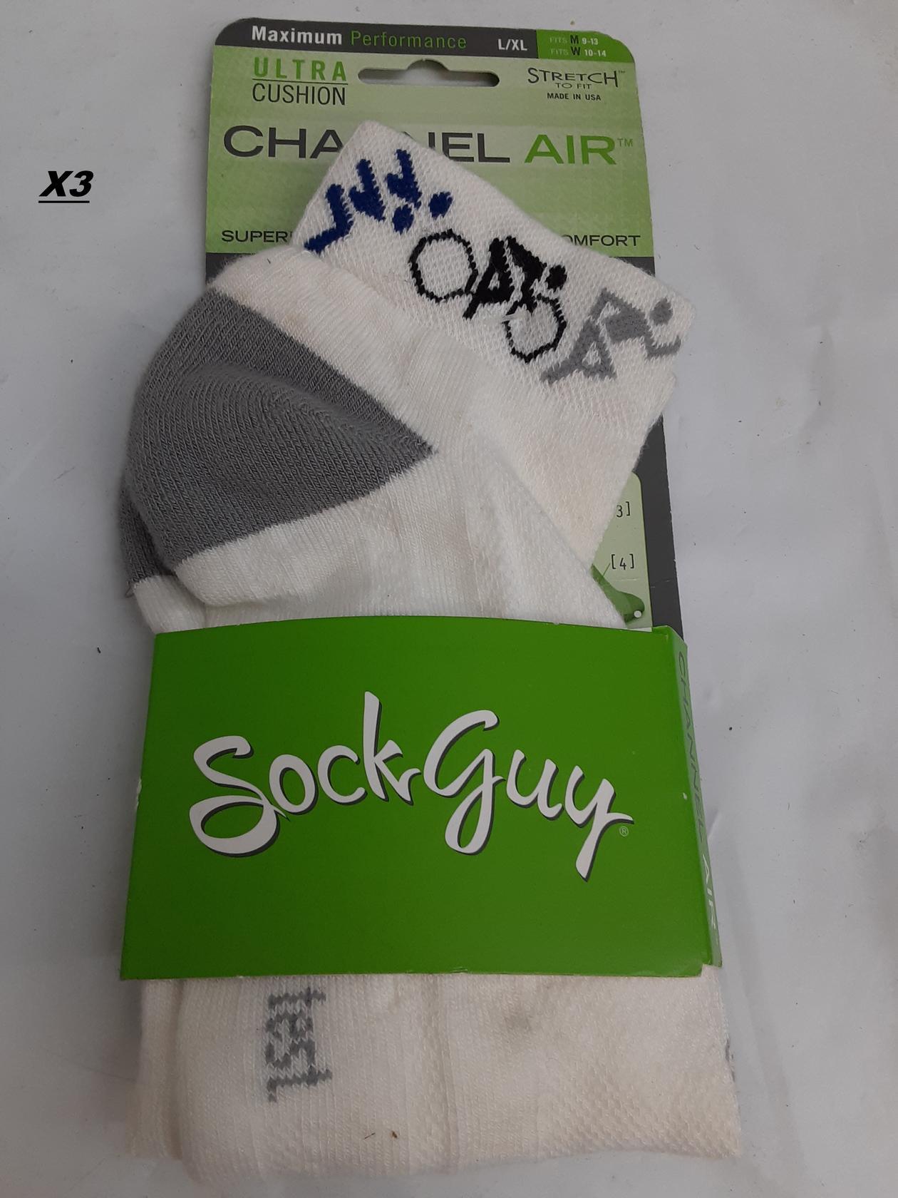 SockGuy Men's -Ultra Cushion- Channel Air- L/XL- Made in the USA- Lot of 3