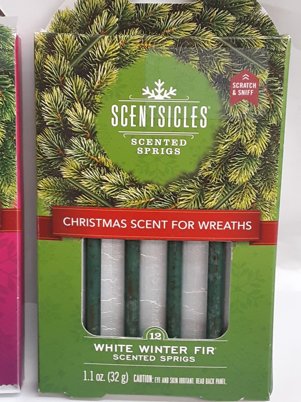 Scentsicles-SET OF 2 'Snow Berry Wreath'/ 'White Winter Frig' -Scented SPRIGS