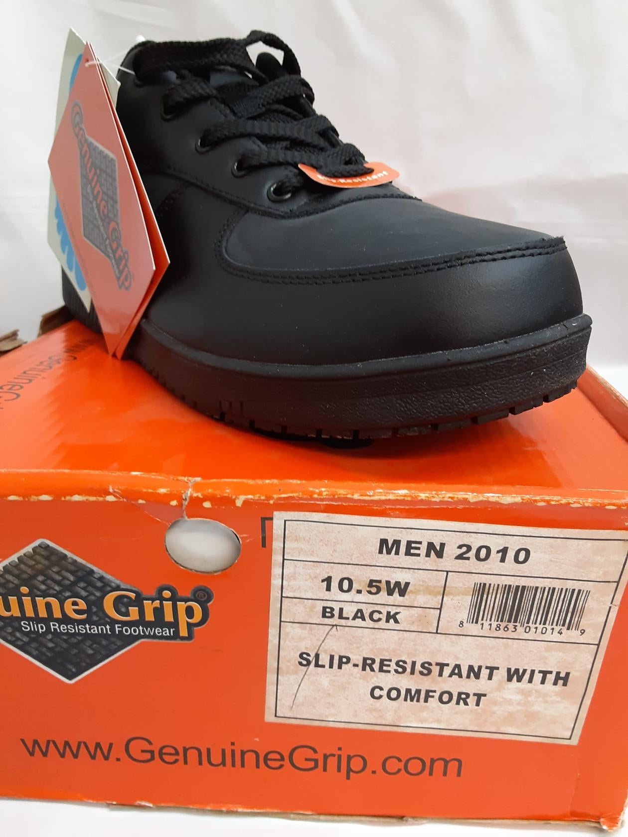 Genuine Grip 'Men 2010', Slip Resistant with Comfort- Size 10.5 Wide- Black