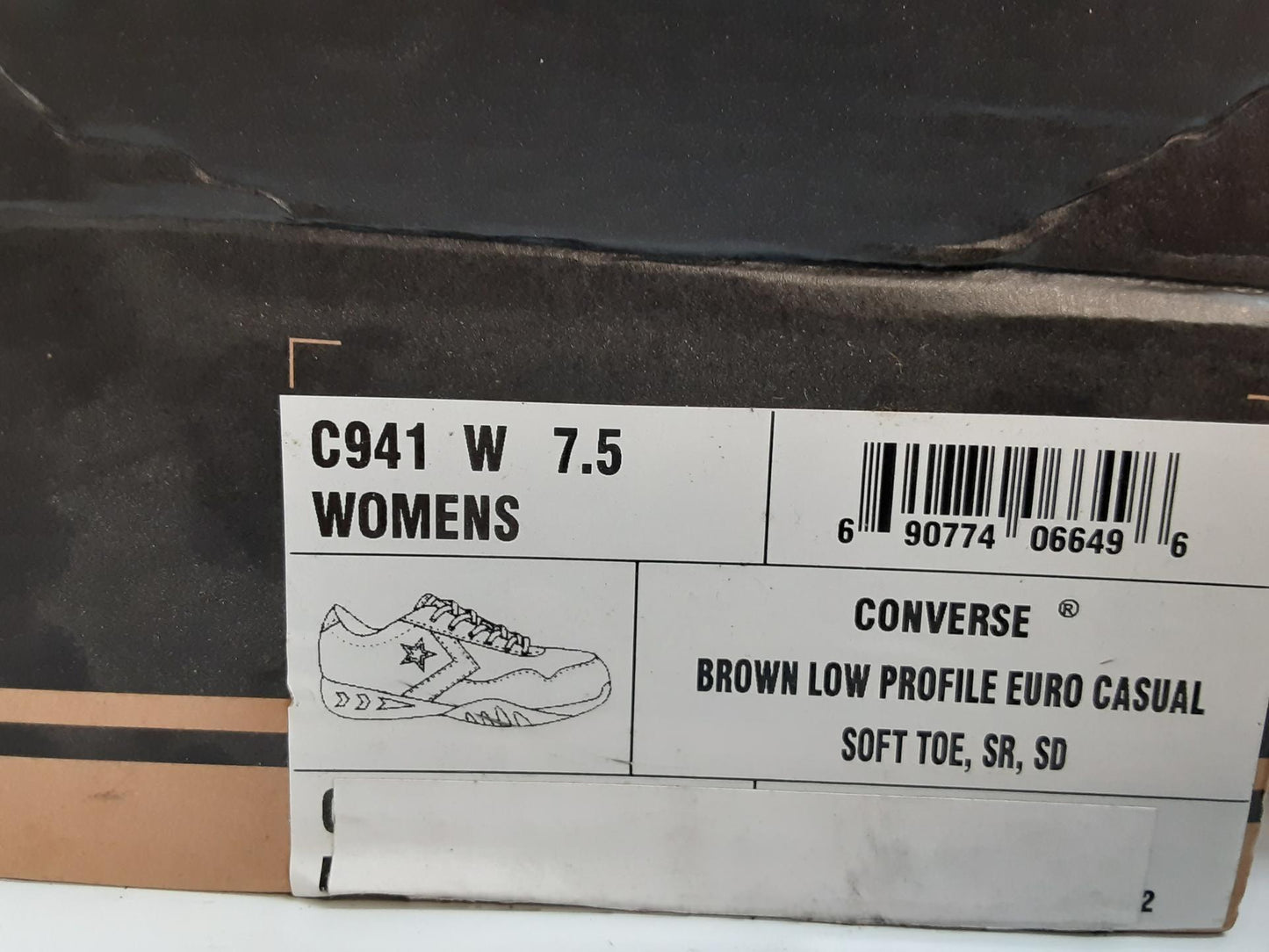 Converse Work -Low Profile- Euro Casual- Brown- Soft Toe- 7.5 Wide-C941-