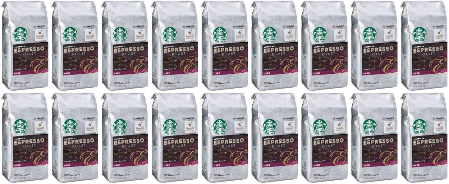 18 PACK Starbucks Espresso Dark Roast Ground Coffee Best Before 1/2021