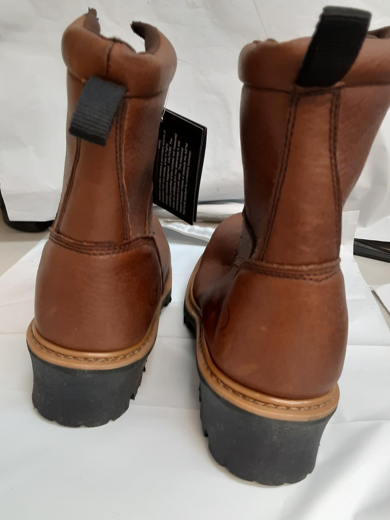 Florsheim 9" Logger Boot- Comp Toe- 9.5 D Men- FE860- Brown- HAS DEFECTS*