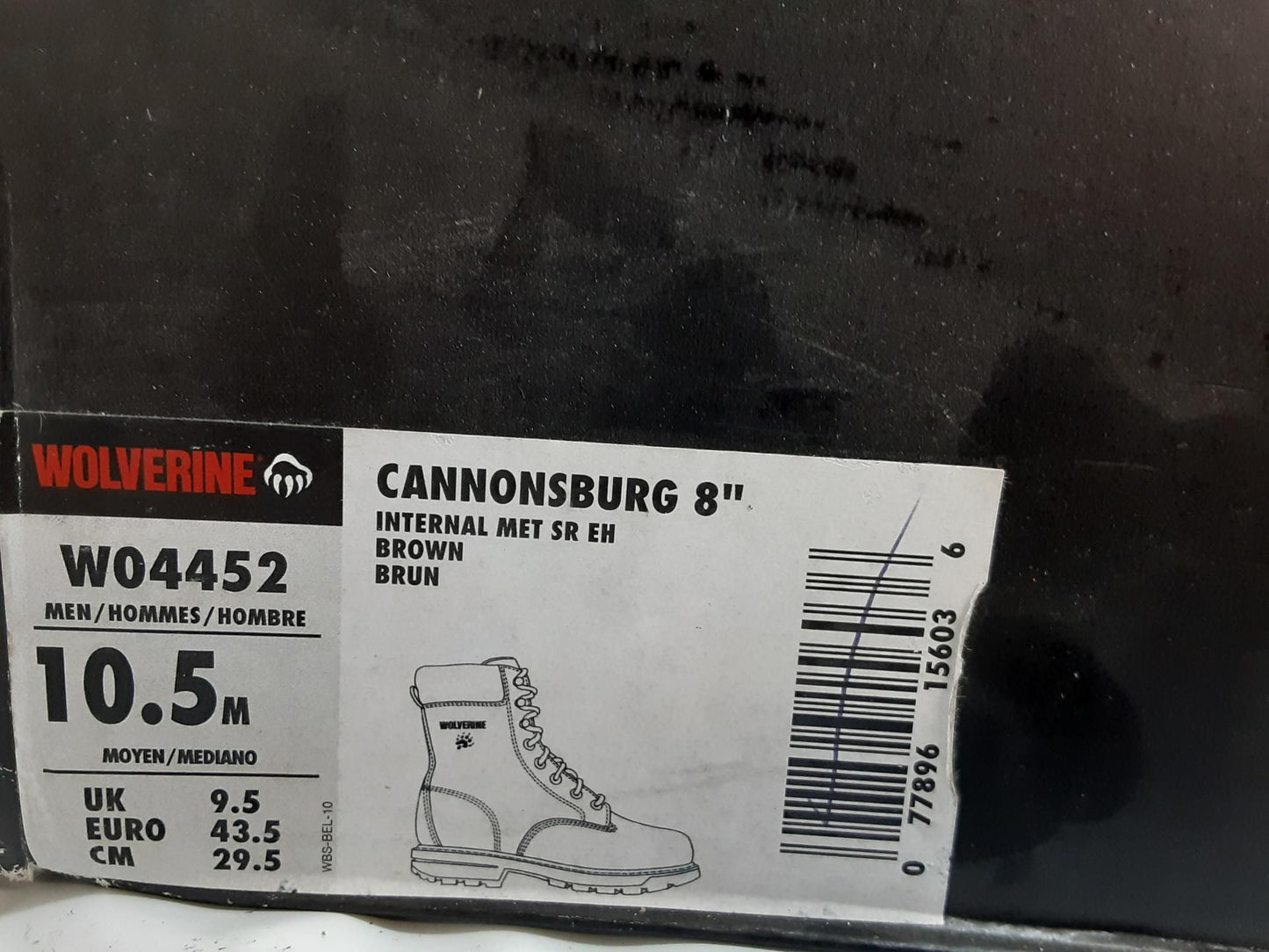 WOLVERINE- Cannonsburg 8" Internal Met, SR- WO4452-Size 10.5 Medium- BROWN- New