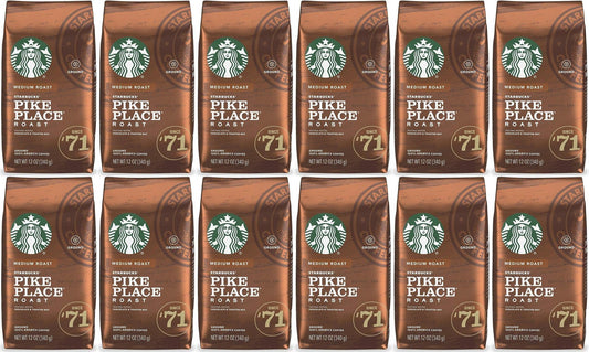 12 PACK Starbucks Medium Pike Place Roast Coffee Ground 12 oz Best Before 2/2021