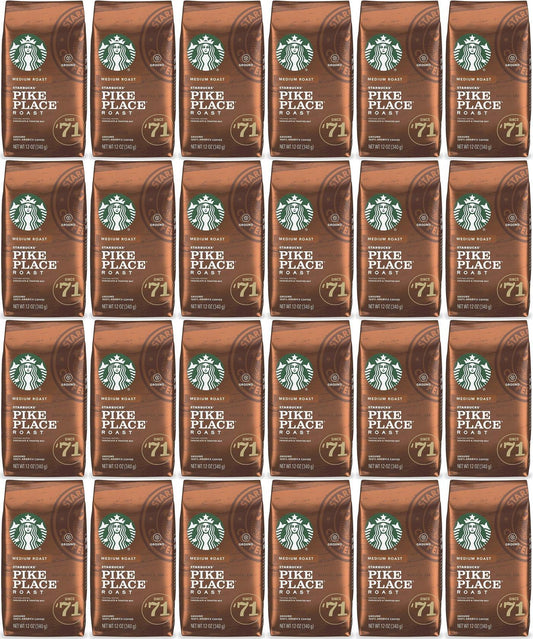 24 PACK Starbucks Medium Pike Place Roast Coffee Ground 12 oz Best Before 2/2021