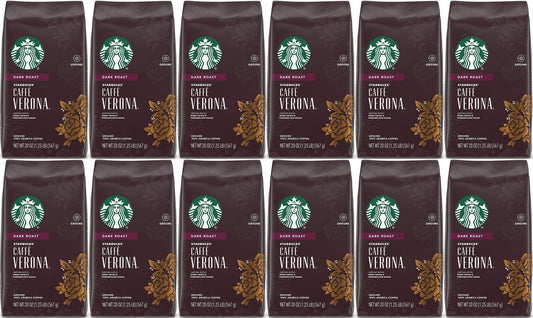 12 PACK Starbucks Caffe Verona Dark Roast Ground Coffee 15LBS!! Best Before 2/21