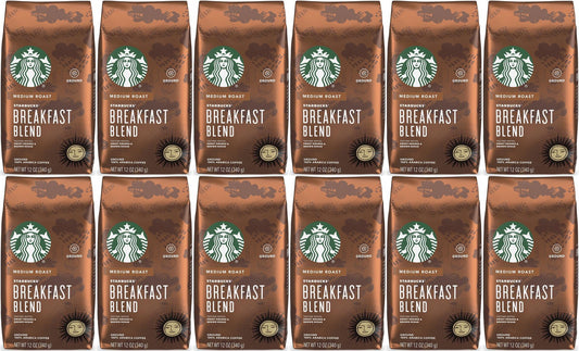 12 PACK Starbucks Breakfast Blend Ground Coffee 12oz Each bag Best Before 2/2021