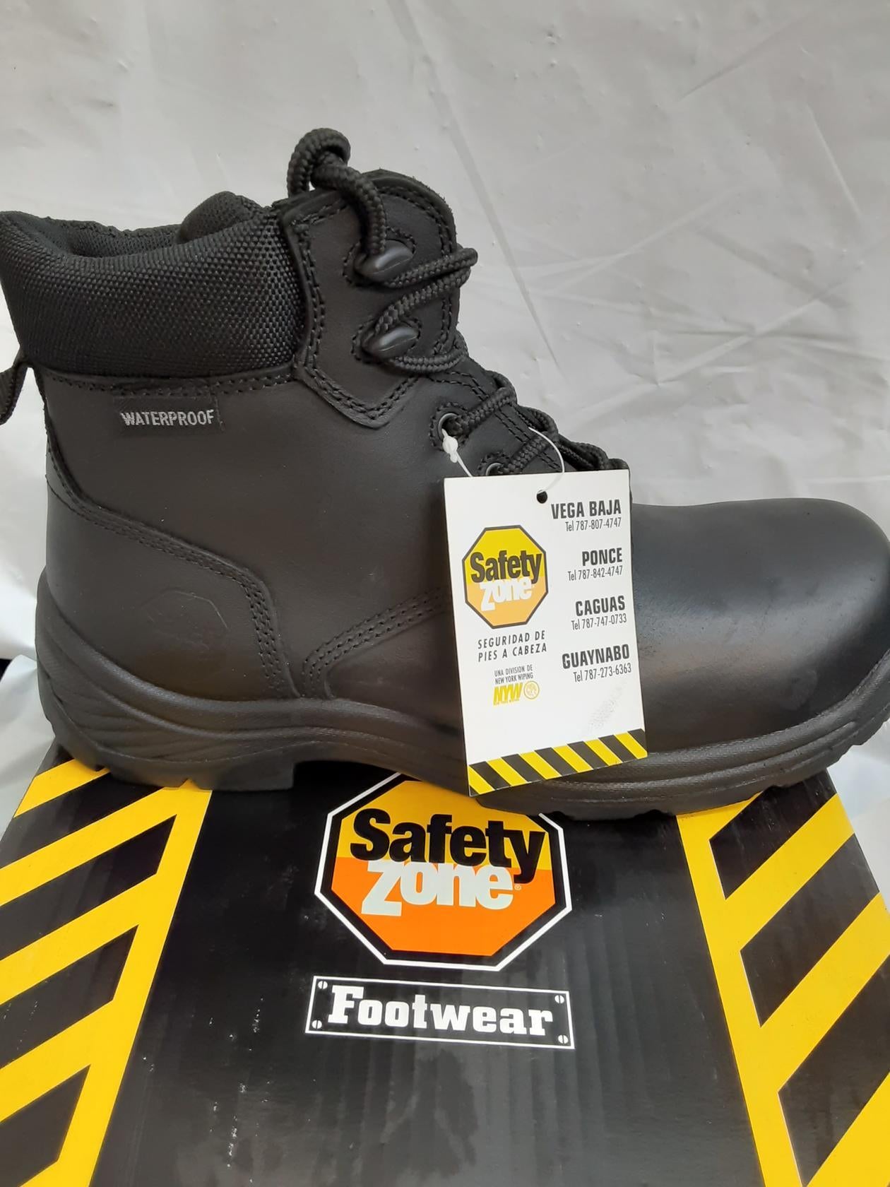 Safety Zone 6" Black- Waterproof- Boot- SZ5010- Size: 9.5 Men Wide- Open Box