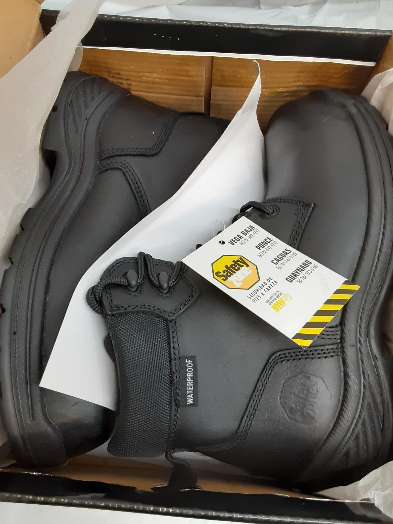 Safety Zone 6" Black- Waterproof- Boot- SZ5010- Size: 9.5 Men Wide- Open Box