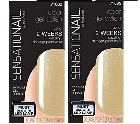 Sensationail Color Gel Polish (Little Gold Dress-71689) 0.25 oz- Lot of TWO