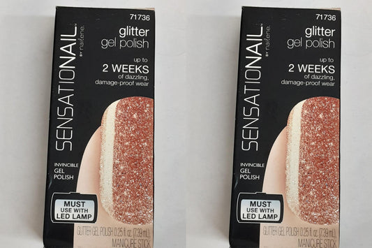 SensatioNail Glitter Gel Polish, TANGERINE, 71736, Lot of TWO, NEW- 0.25 oz
