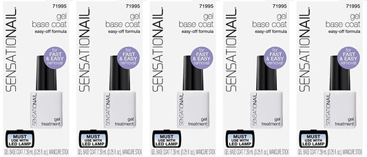 SensatioNail Gel Base Coat, (easy off formula), 71995, .25 oz, LOT OF FIVE -NEW