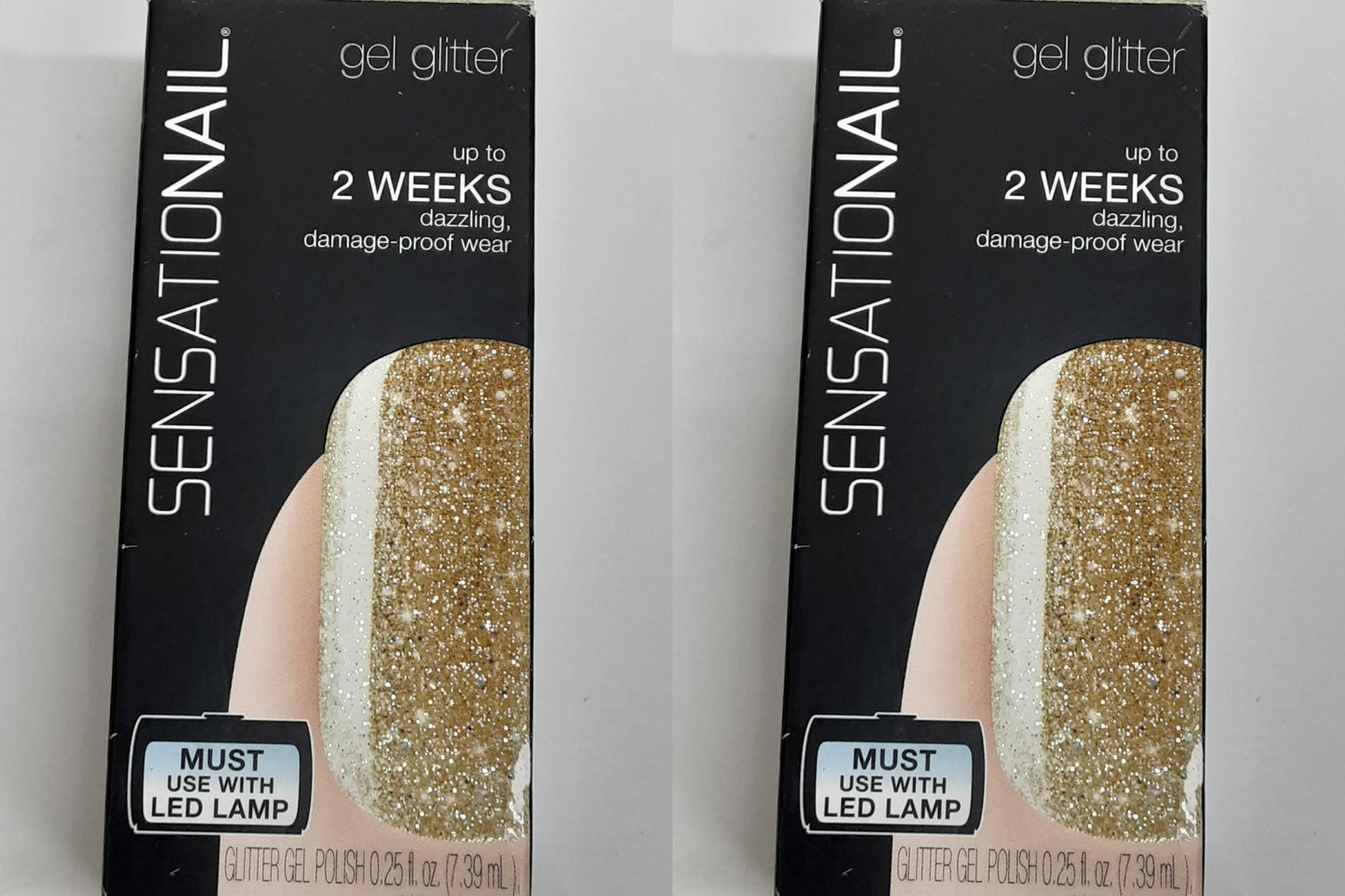 Sensationail by Nailene, Gel Glitter Polish -Gold, NEW- Lot of TWO, 0.25 fl oz