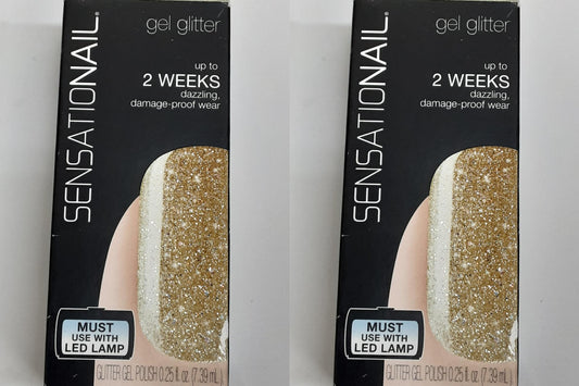 Sensationail by Nailene, Gel Glitter Polish -Gold, NEW- Lot of TWO, 0.25 fl oz