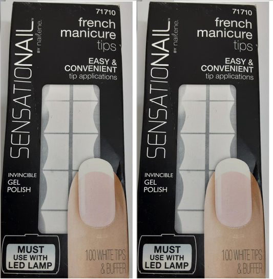 SENSATIONAIL French Manicure Tips Refills (100 Count White Tips-1pack), Lot of 2