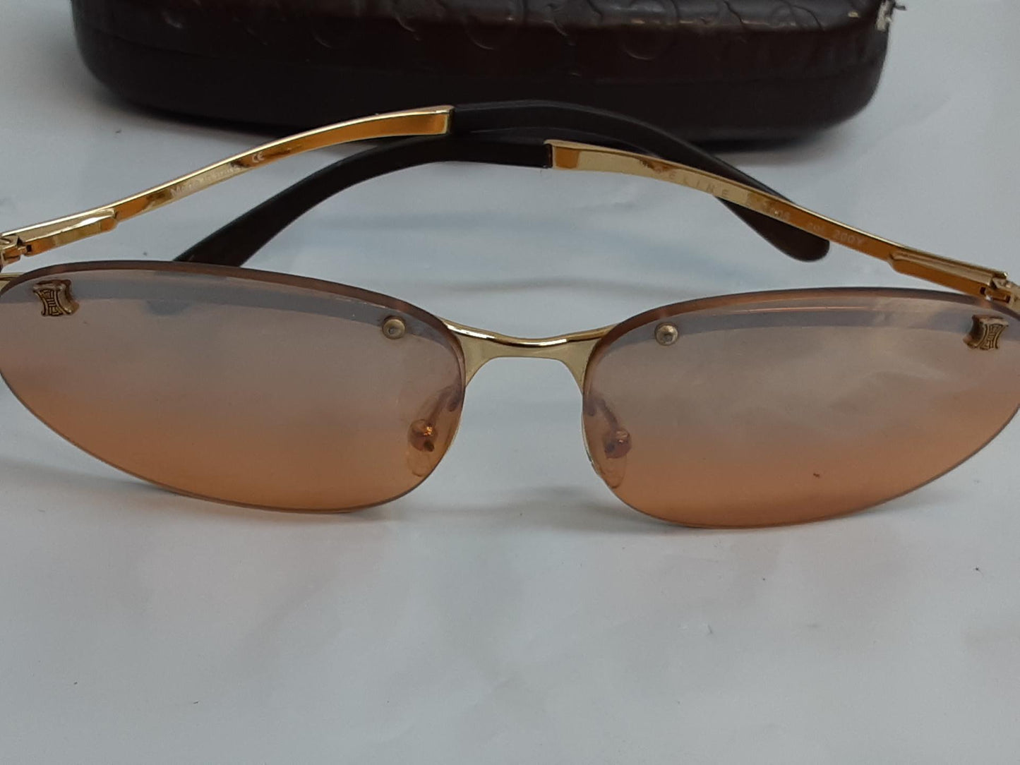 Celine SunGlasses SC1005 Col. 200Y (Gold- HalfTrim-Orange Tint)