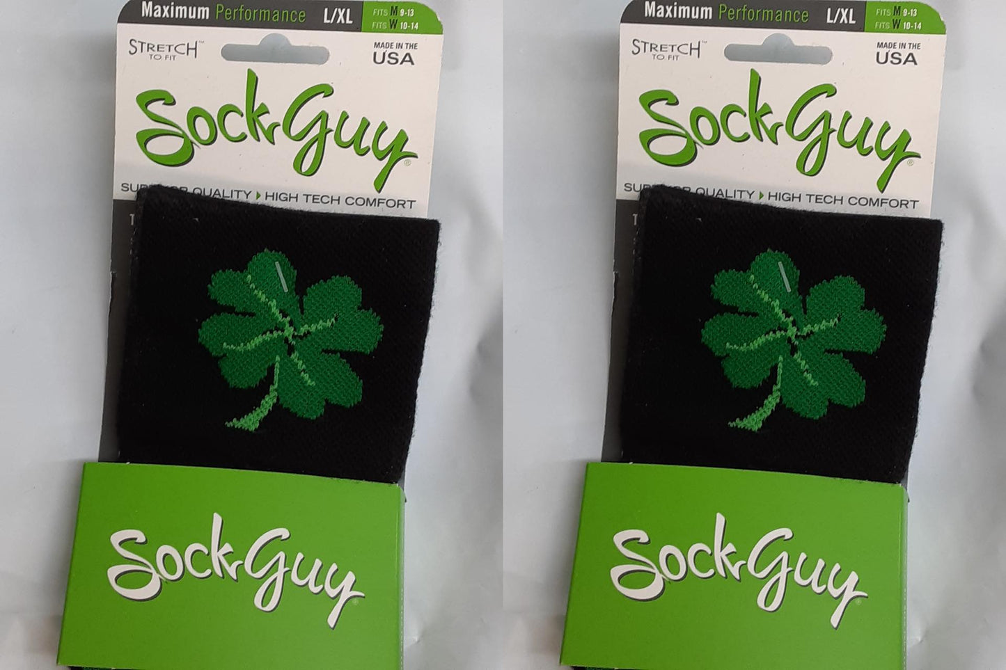 Sock Guy , Black, LUCKY, Size L/XL - Lot of TWO -NEW/ OPEN BOX