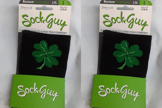 Sock Guy , Black, LUCKY, Size L/XL - Lot of TWO -NEW/ OPEN BOX