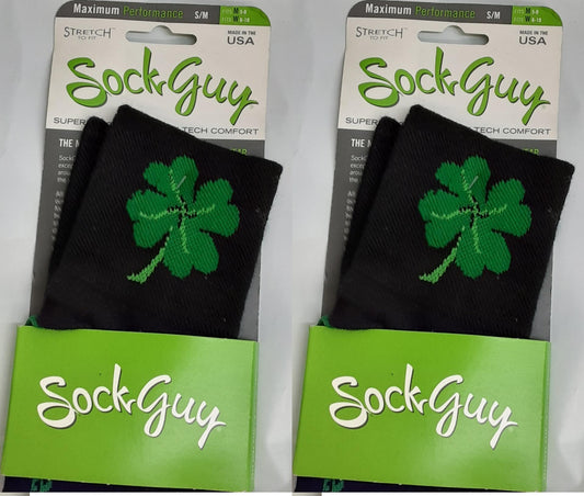 Sock Guy , Black, LUCKY, Size Small/Medium - Lot of TWO -NEW/ OPEN BOX