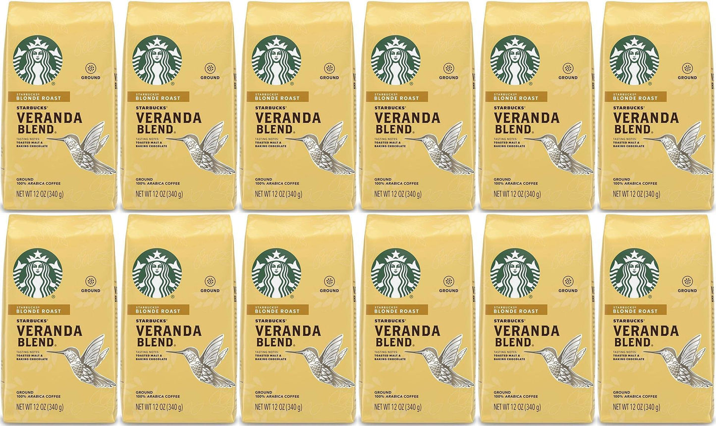 12 PACK Starbucks Veranda Blend Blonde Roast Ground Coffee Best Before 2/2021