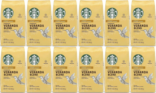 12 PACK Starbucks Veranda Blend Blonde Roast Ground Coffee Best Before 2/2021