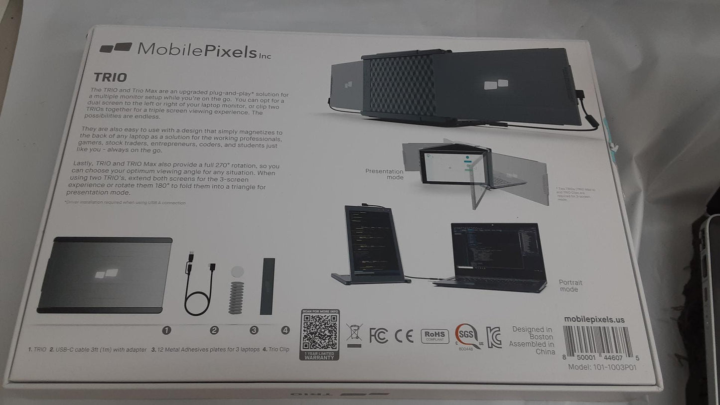 Mobile Pixels Trio Portable Monitor for Laptops- Has a full 270 degree rotation