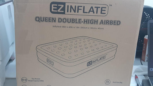 EZ INFLATE Double High Queen Air Mattress with Built in Pump, Cptcy: 2 people