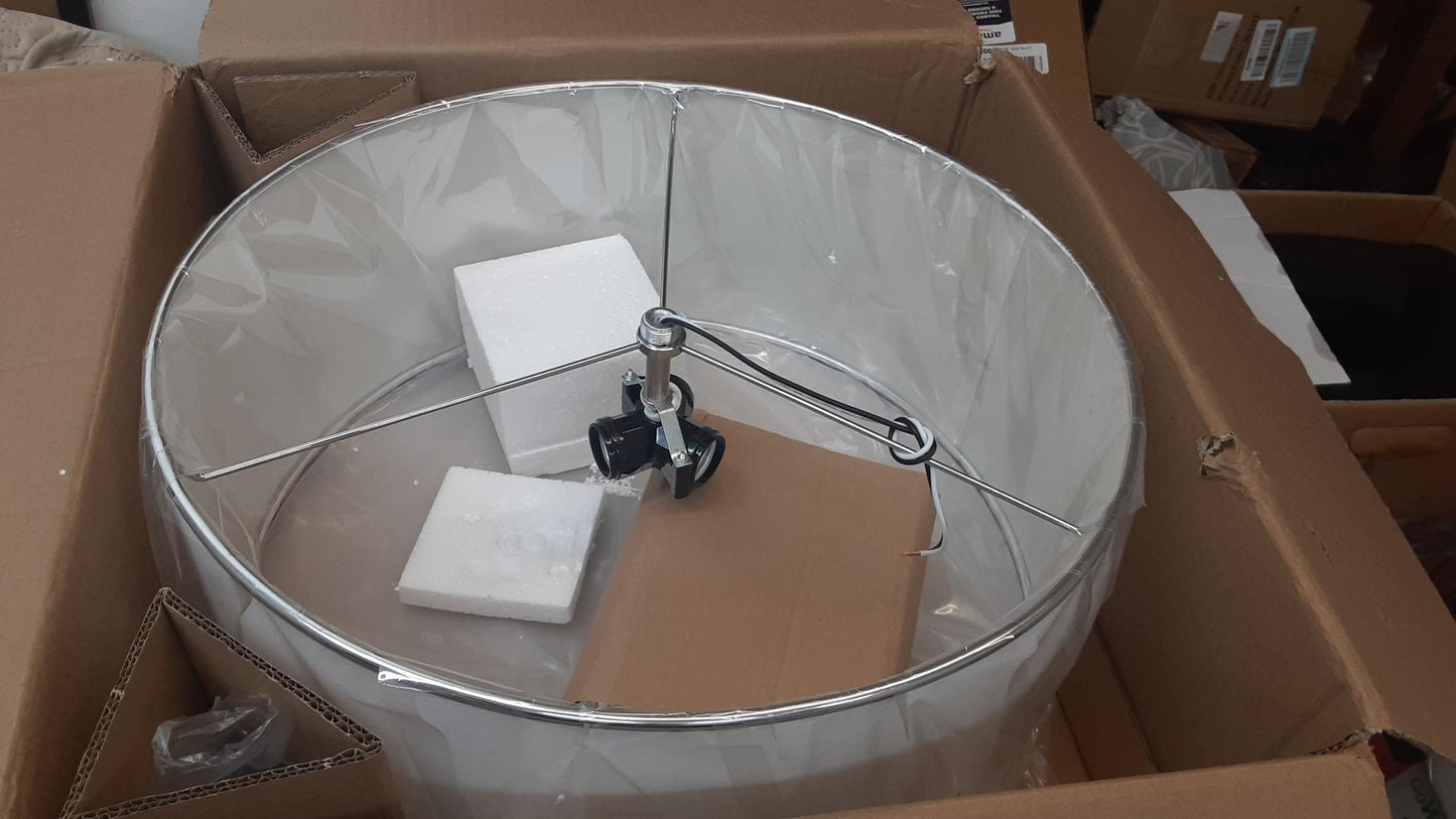 CO-Z 18" Brushed Nickel 3 Light Drum Chandelier with Diffused Shade -SOLD AS IS-