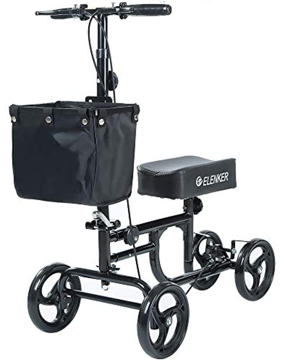 ELENKER Steerable Medical Scooter Knee Walker- Crutches Alternative, Black USED