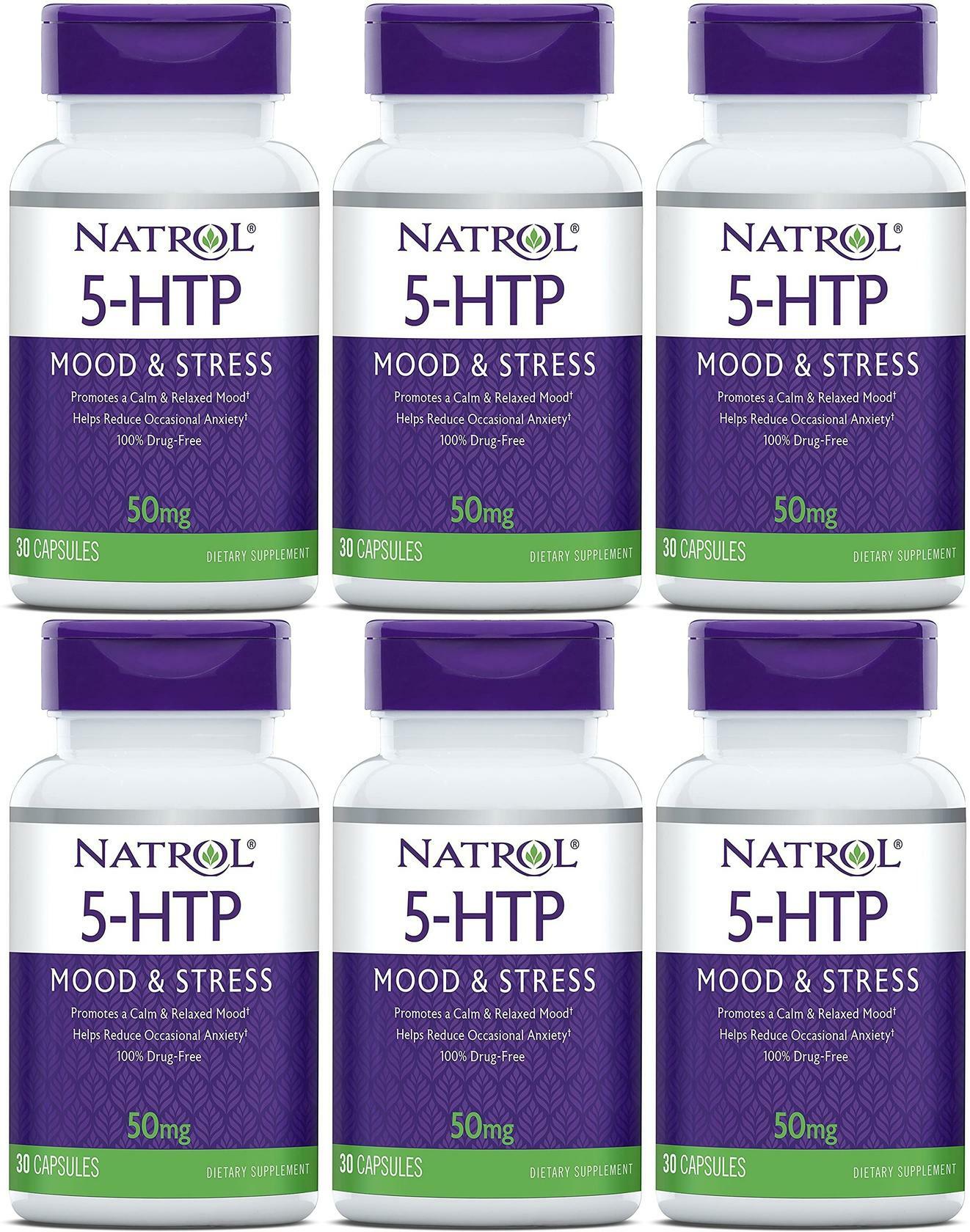 5-HTP 50mg 30 ct 6 Pack Mood & Stress Reduces Anxiety Natrol 5 HTP Supplement