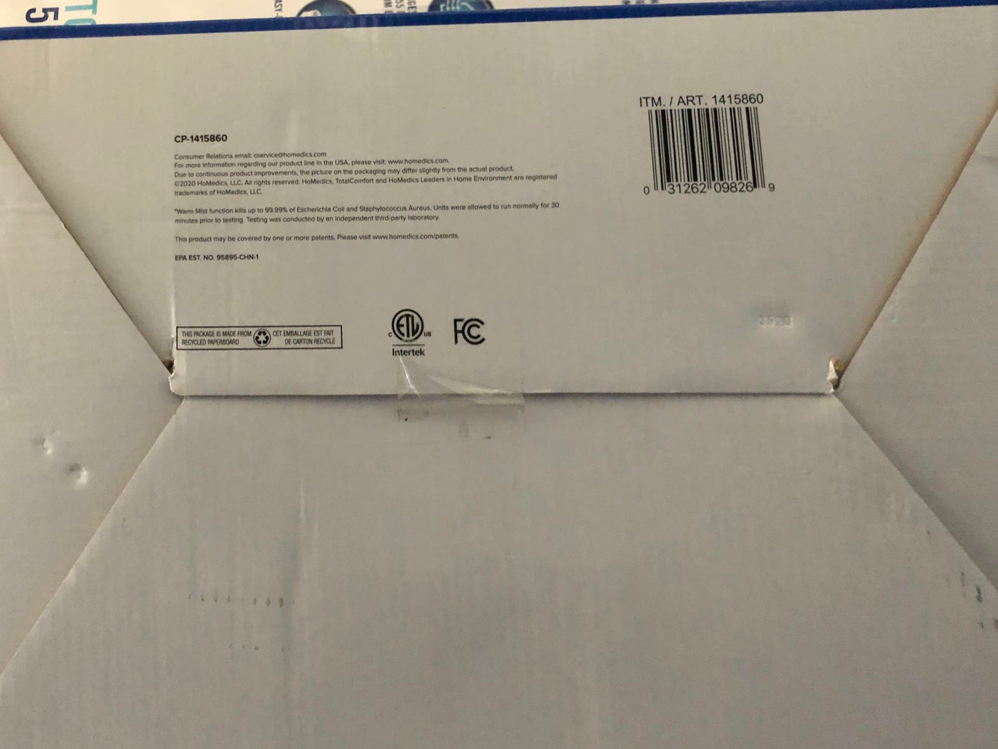 HoMedics TotalComfort Ultrasonic Humidifier OPEN BOX