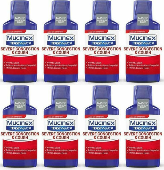 Lot Of 8 Mucinex Fast-Max Maximum Strength Severe Congestion & Cough Exp 04/2022