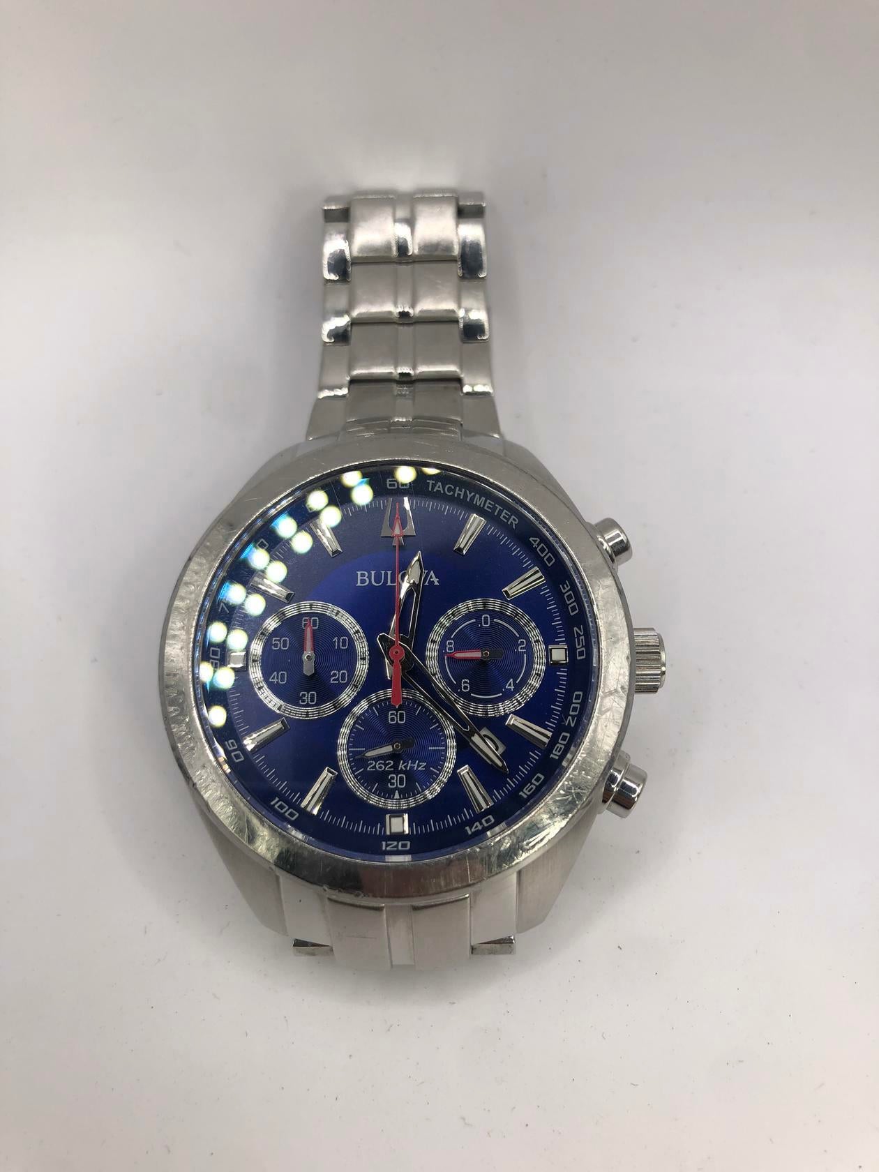 BULOVA 96A185 Curv Chronograph Blue Dial Sapphire Glass Men's Watch $750